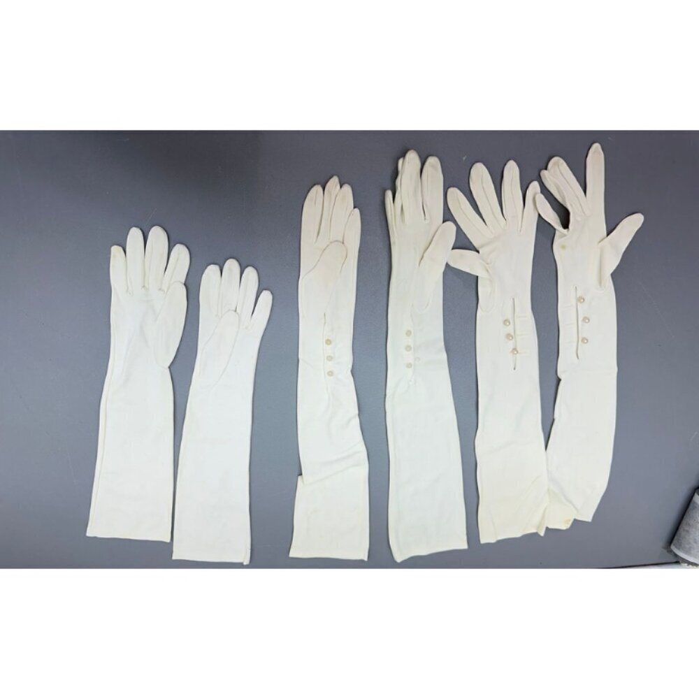 Vintage Women's White Gloves 3 Pairs Formal Prom Costume Long Gloves